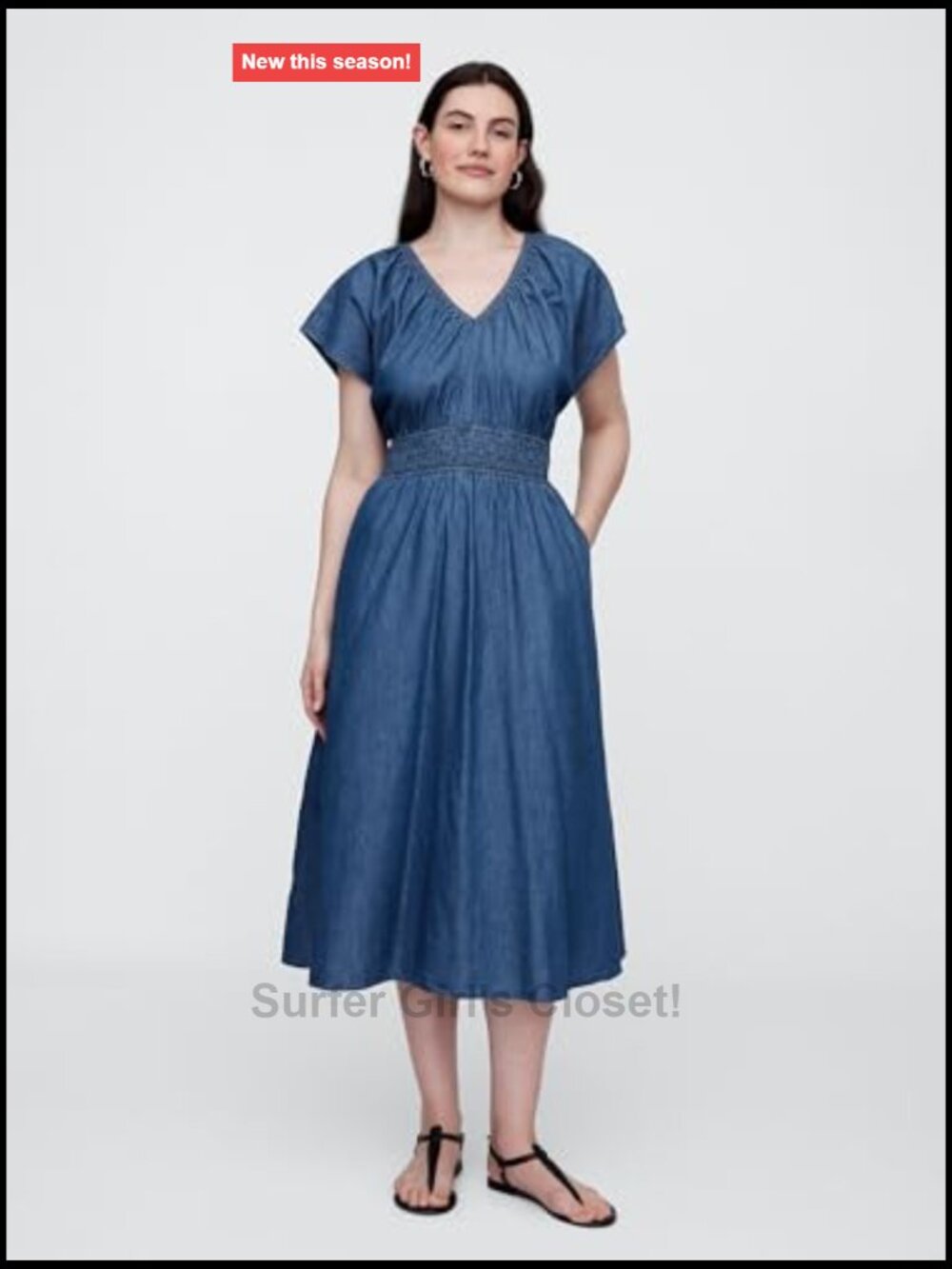 Smocked Waist Maxi Dress - Women's Casual Dress - Cotton Pull On View 4